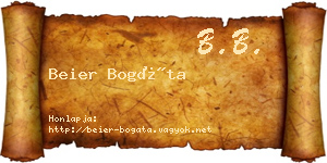 Beier Bogáta névjegykártya